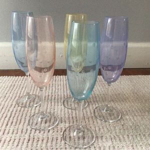 Set of 5 Pastel Polka Dots Champagne Glasses